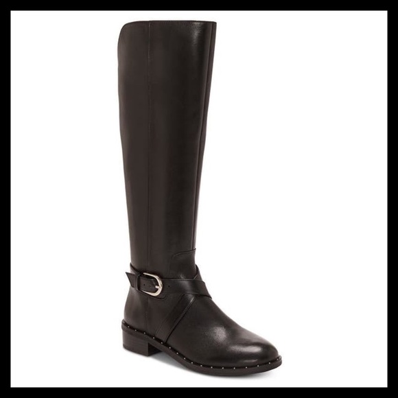 INC International Concepts Leather Closed Toe Knee High Riding Boots Dark Brown - Picture 2 of 10